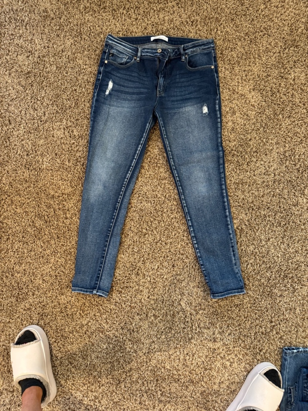 KanCan Mid-Dark Blue Skinny Jeans with Light Distress